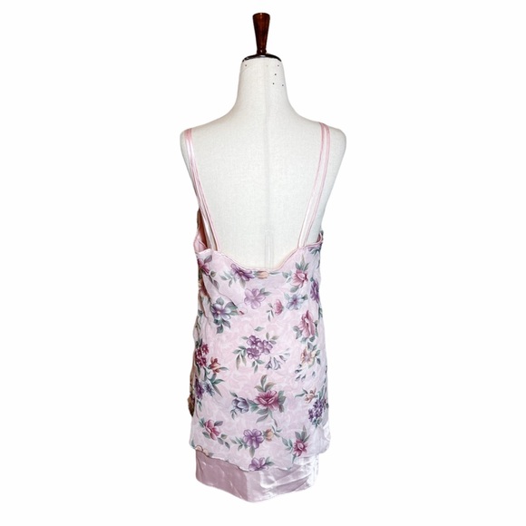 Vintage 90s Y2K Floral Chiffon Layered Slip Dress - Picture 4 of 7
